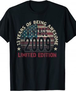 13th Birthday Vintage 2009 13 Years Old - USA Flag Classic Shirt