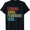 14 Year Old Legend Since February 2008 14th Birthday Vintage Gift Shirt
