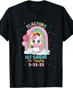 2-22-2022 Teaching 1st Grade On Twosday Teacher Unicorn Unisex Shirt