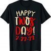 22nd February 22 Crimson & Cream Print Happy Twosday 2-22-22 T-Shirt