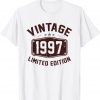 25 Year Old Vintage 1997 Limited Edition 25th Birthday Unisex Shirt
