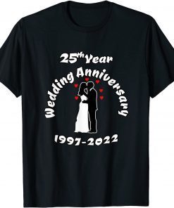 25th Year Wedding Anniversary 1997-2022 Kissing Couple Classic Shirt