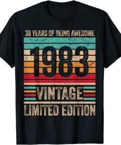 38 Year Old Legendary Retro Vintage Awesome Birthday 1983 Classic Shirt