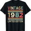 40th Birthday Vintage 1982 Limited Edition 40 Years Old Gift Shirt