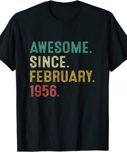 66Th Birthday Gift 66 Year Old Awesome Since February 1956 Gift Shirt