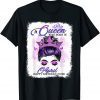 A Queen Was Born In April Girl Birthday Messy Bun Crown Gift Shirt
