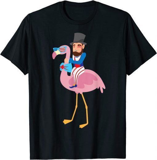 Abraham Lincoln Flamingo 4th Of July American Flag Unisex Shirt