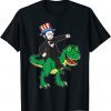 Abraham Lincoln Riding T Rex 4th Of July American Flag Gift Shirt