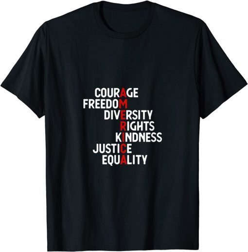 America Courage Freedom Diversity Rights Kindness Justice Equality Unisex Shirt