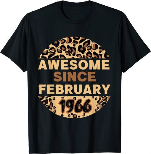 Awesome since February 1966 Leopard 1966 February Birthday T-Shirt