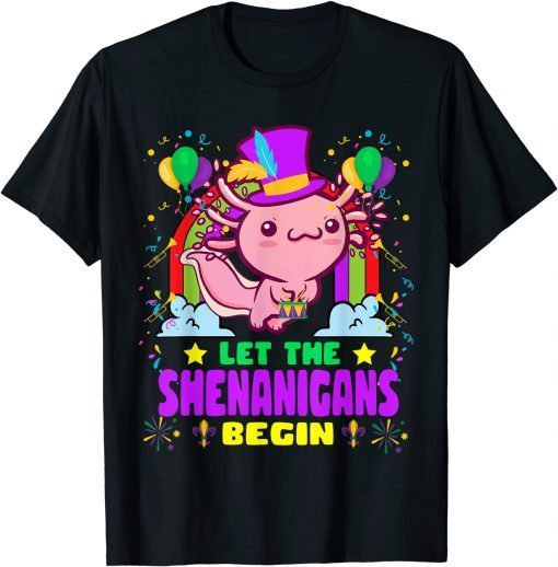 Axolotl Mardi Gras Carnival Costume Let Shenanigans Begin Gift Shirt