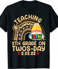 Boho Rainbow Gnome Teaching 5th Grade On Twosday 2.22.22 Unisex Shirt