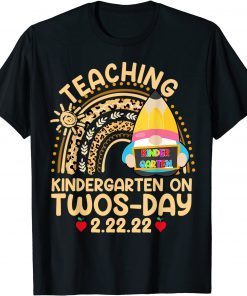 Boho Rainbow Gnome Teaching Kindergarten On Twosday 2.22.22 Classic Shirt