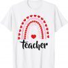 Boho Rainbow of Red Pink Hearts on Teachers Valentine's Day Unisex Shirt