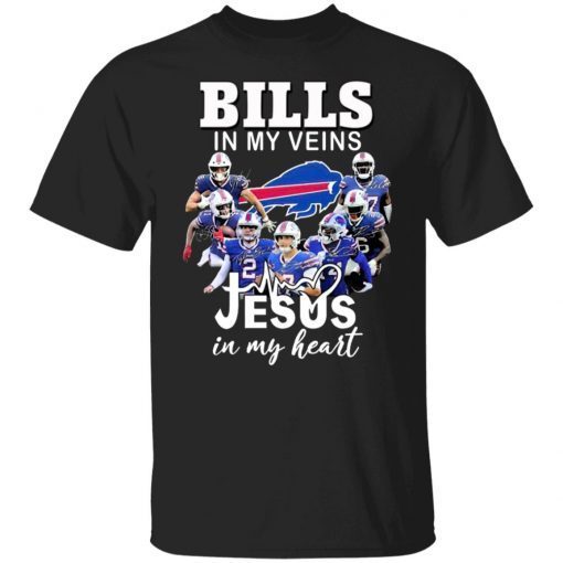 Buffalo Bills in my Veins Jesus in my heart signatures shirt