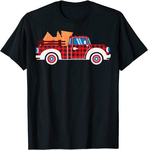 Buffalo Plaid Ice Cream Cone Truck 4th Of July USA Flag Classic Shirt