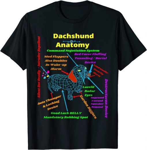 CUTE FUNNY CASUAL DACHSHUND SCIENCE FUN ANATOMY NOVELTY JOKE Unisex Shirt