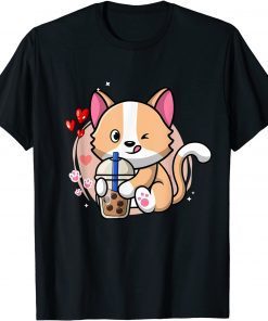 Cat Boba Tea Bubble Tea Kawaii Anime Japanese Neko Girl Teen Unisex Shirt