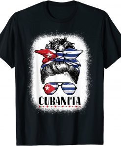 Cubanita Messy Bun Women Cuba Cuban Girl Gift Shirt