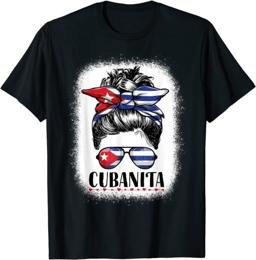 Cubanita Messy Bun Women Cuba Cuban Girl Gift Shirt