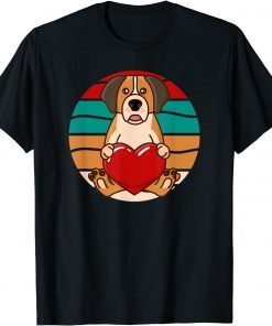 Cuddly St Saint Bernard Valentines Day Heart Retro Dog Classic Shirt