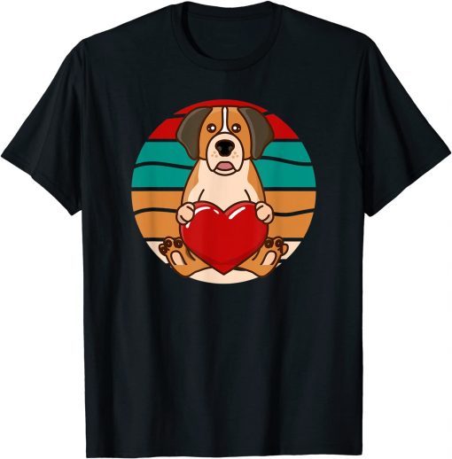 Cuddly St Saint Bernard Valentines Day Heart Retro Dog Classic Shirt