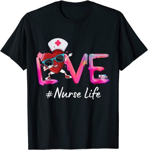 Cute Dabbing Nursing Valentine Heart Love Nurse Life Classic Shirt