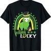 Cute St Patricks Day Rainbow Llama feeling Lucky St Patricks Unisex Shirt