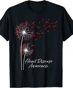 Dandelion Go Red Ribbon Heart Disease Awareness Month Gift Shirt