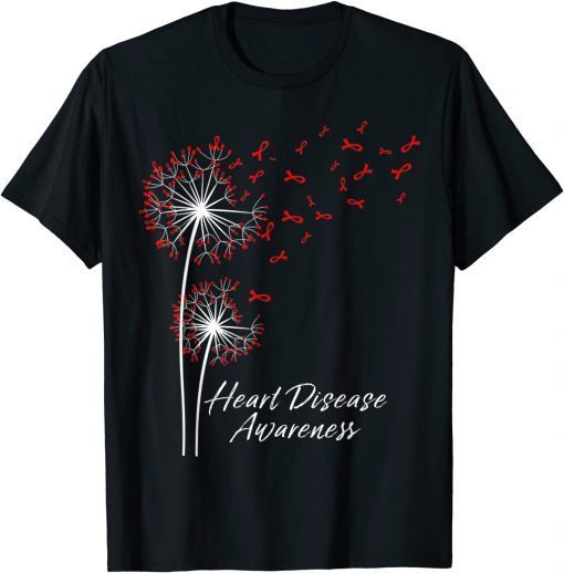 Dandelion Go Red Ribbon Heart Disease Awareness Month Gift Shirt