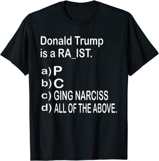 Donald Trump Is A RA_IST. Gift Shirt