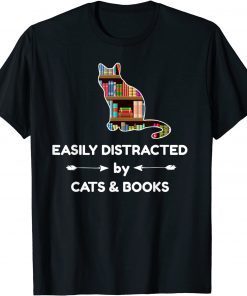 Easily Distracted By Cats & Books Classic T-Shirt