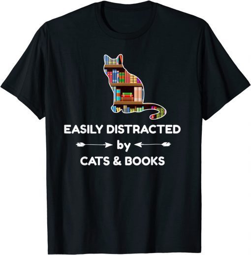 Easily Distracted By Cats & Books Classic T-Shirt