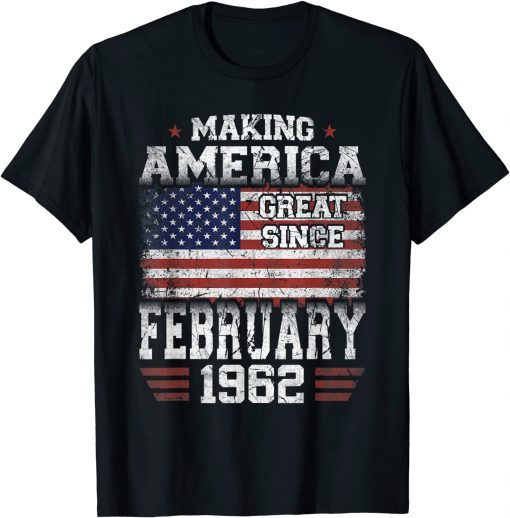 February 1962 American Flag 60th Birthday 60 Years Old Unisex Shirt