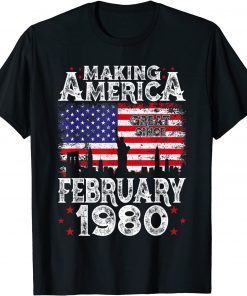 February 1980 American Flag 42nd Birthday 42 Years Old T-Shirt
