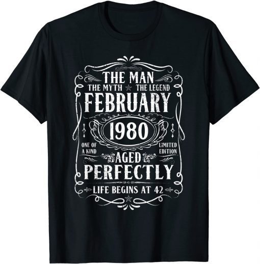 February 1980 Man Myth Legend 42th Birthday 42 Years T-Shirt