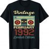 February 1992 30th Birthday Cassette Tape Vintage Classic Shirt