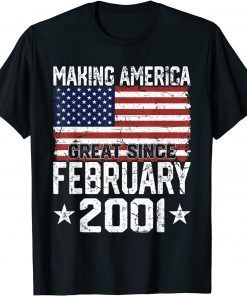 February 2001 American Flag 21st Birthday 21 Years Old Classic Shirt