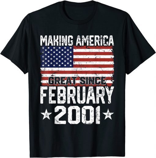 February 2001 American Flag 21st Birthday 21 Years Old Classic Shirt