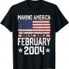 February 2004 American Flag 18th Birthday 18 Years Old T-Shirt