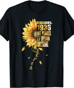 February Girl 1936 Sunflower 86th Birthday 86 Years Old Bday Unisex Shirt
