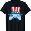 Game Controller Uncle Sam Hat 4th Of July Video Gamer Gift Shirt
