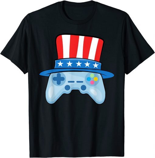 Game Controller Uncle Sam Hat 4th Of July Video Gamer Gift Shirt