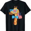 Giraffe Sunglasses USA American Flag 4th Of July Unisex Shirt