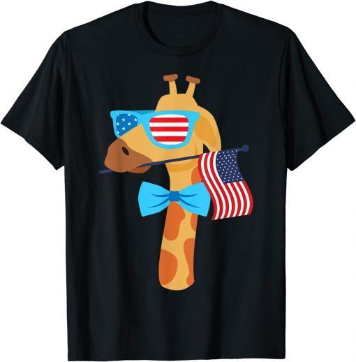 Giraffe Sunglasses USA American Flag 4th Of July Unisex Shirt