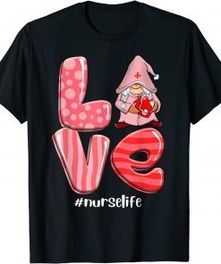Gnomes Love Stethoscope Nurse Life Valentine Day 2022 Official Shirt