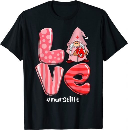 Gnomes Love Stethoscope Nurse Life Valentine Day 2022 Official Shirt