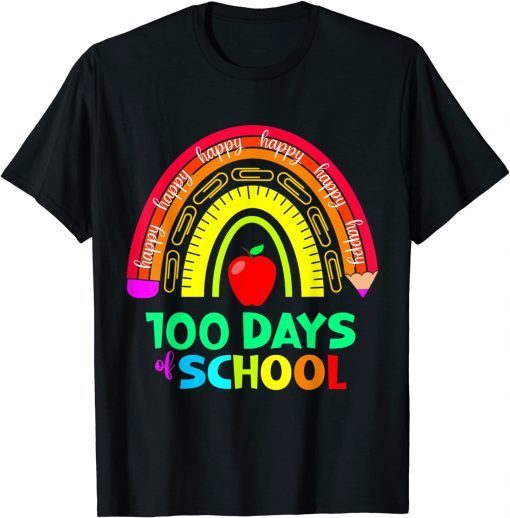 Happy 100th Day Of School Teacher 100 Days Rainbow Unisex Shirt