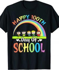 Happy 100th Day Of School Teacher 100 Days Smarter Rainbow Classic Shirt