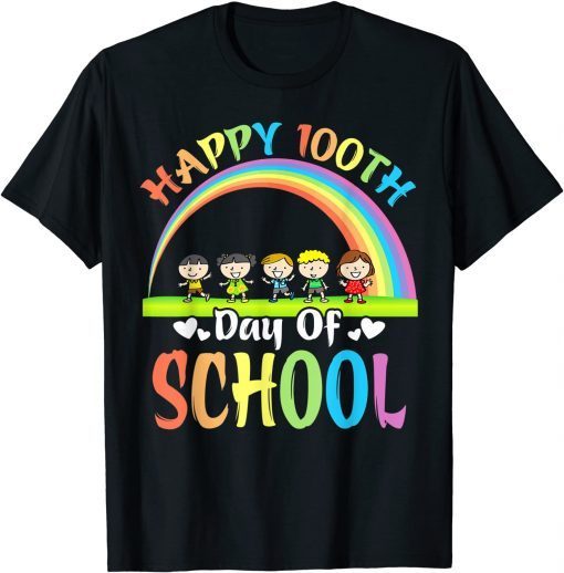 Happy 100th Day Of School Teacher 100 Days Smarter Rainbow Classic Shirt